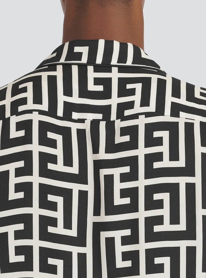 Balmain Shirts And Polos Mens Maxi Balmain Monogram Print EcoDesigned Shirt Black Balmain Shirts And Polos Mens Maxi Balmain Monogram Print EcoDesigned Shirt Black
