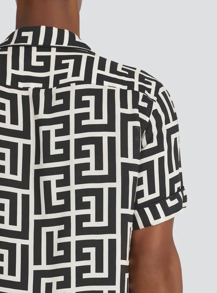 Balmain Shirts And Polos Mens Maxi Balmain Monogram Print EcoDesigned Shirt Black Balmain Shirts And Polos Mens Maxi Balmain Monogram Print EcoDesigned Shirt Black
