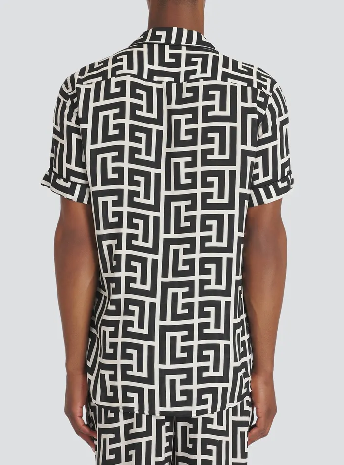 Balmain Shirts And Polos Mens Maxi Balmain Monogram Print EcoDesigned Shirt Black Balmain Shirts And Polos Mens Maxi Balmain Monogram Print EcoDesigned Shirt Black