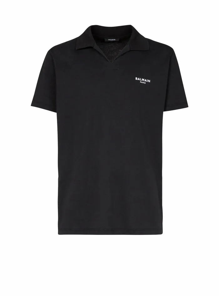 Balmain Shirts And Polos Mens Sustainable Cotton Polo With Small Velvet Balmain Paris Logo Black Balmain Shirts And Polos Mens Sustainable Cotton Polo With Small Velvet Balmain Paris Logo Black