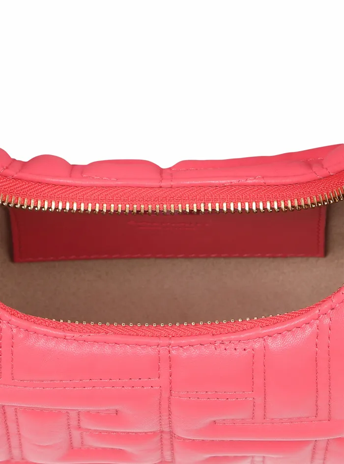 Balmain Shoulder Bags Womens Quilted Leather Pillow Hobo Bag Pink