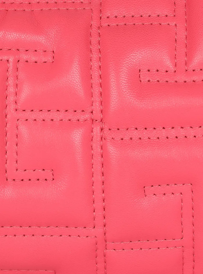 Balmain Shoulder Bags Womens Quilted Leather Pillow Hobo Bag Pink