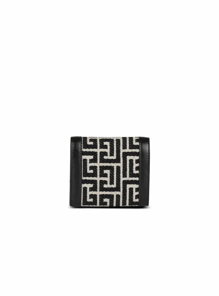 Balmain Small Leather Goods Womens Bicolor Jacquard 1945 Coin Pouch With Leather Panels Black Balmain Small Leather Goods Womens Bicolor Jacquard 1945 Coin Pouch With Leather Panels Black