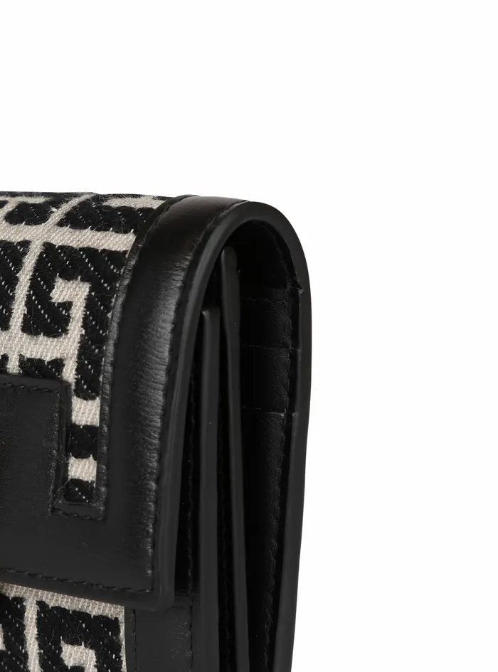 Balmain Small Leather Goods Womens Bicolor Jacquard 1945 Coin Pouch With Leather Panels Black Balmain Small Leather Goods Womens Bicolor Jacquard 1945 Coin Pouch With Leather Panels Black