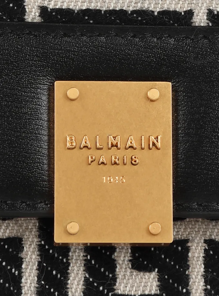 Balmain Small Leather Goods Womens Bicolor Jacquard 1945 Coin Pouch With Leather Panels Black Balmain Small Leather Goods Womens Bicolor Jacquard 1945 Coin Pouch With Leather Panels Black