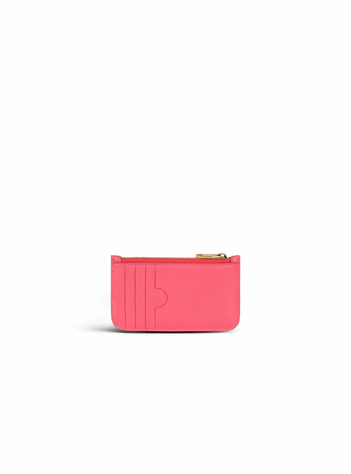 Balmain Small Leather Goods Womens Debossed Leather Card Holder With Balmain Monogram Pink Balmain Small Leather Goods Womens Debossed Leather Card Holder With Balmain Monogram Pink