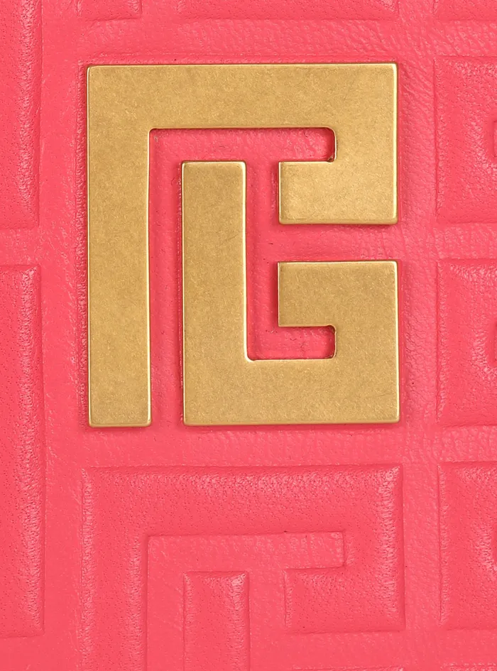 Balmain Small Leather Goods Womens Debossed Leather Card Holder With Balmain Monogram Pink Balmain Small Leather Goods Womens Debossed Leather Card Holder With Balmain Monogram Pink