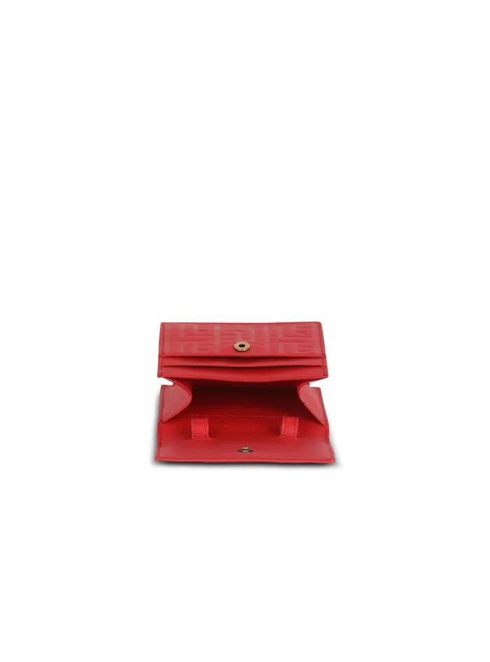 Balmain Small Leather Goods Womens Debossed Leather Chain Card Holder With Balmain Monogram Red Balmain Small Leather Goods Womens Debossed Leather Chain Card Holder With Balmain Monogram Red