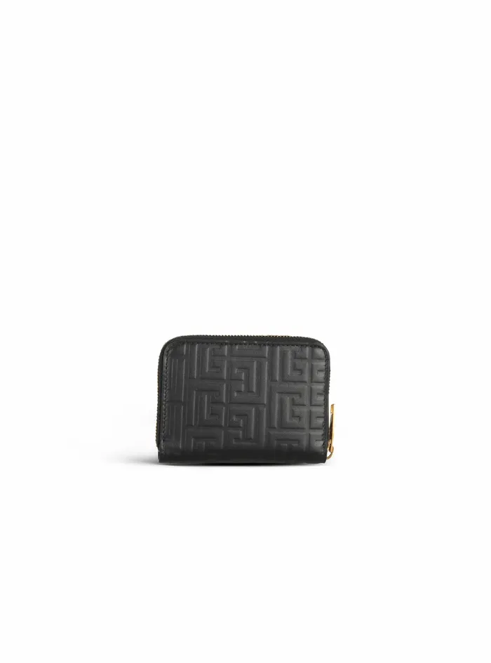 Balmain Small Leather Goods Womens Debossed Leather Wallet With Balmain Monogram Black Balmain Small Leather Goods Womens Debossed Leather Wallet With Balmain Monogram Black