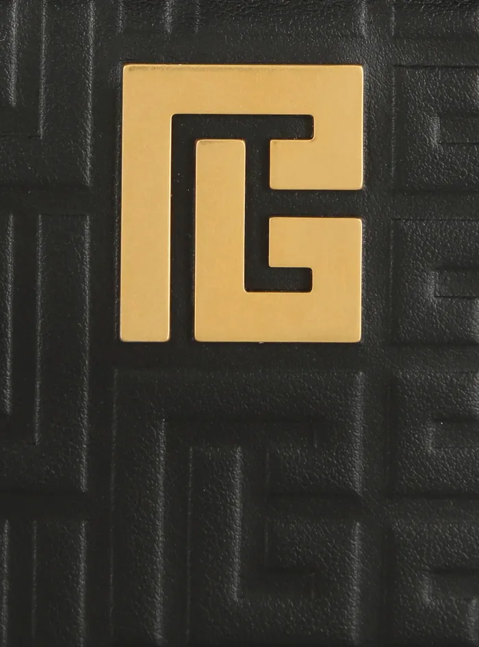 Balmain Small Leather Goods Womens Debossed Leather Wallet With Balmain Monogram Black Balmain Small Leather Goods Womens Debossed Leather Wallet With Balmain Monogram Black