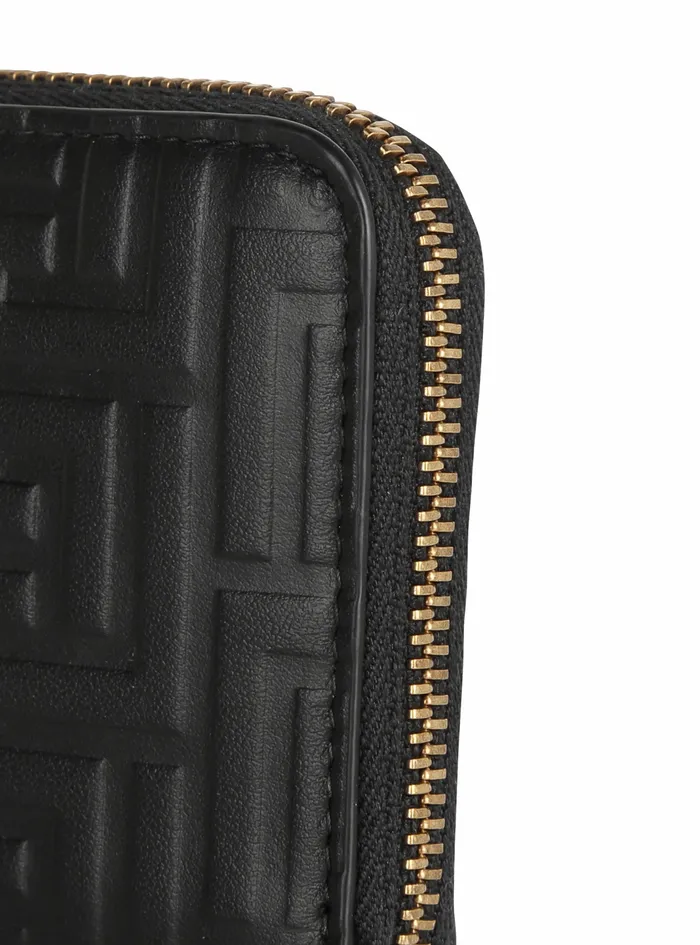 Balmain Small Leather Goods Womens Debossed Leather Wallet With Balmain Monogram Black Balmain Small Leather Goods Womens Debossed Leather Wallet With Balmain Monogram Black