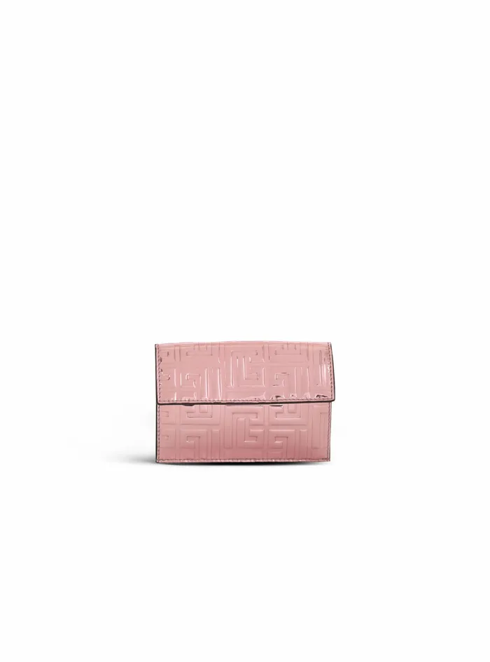 Balmain Small Leather Goods Womens Debossed MirrorShine Leather Coin Pouch With Balmain Monogram Pink Balmain Small Leather Goods Womens Debossed MirrorShine Leather Coin Pouch With Balmain Monogram Pink