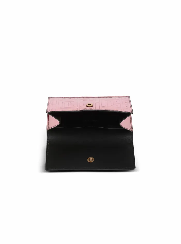 Balmain Small Leather Goods Womens Debossed MirrorShine Leather Coin Pouch With Balmain Monogram Pink Balmain Small Leather Goods Womens Debossed MirrorShine Leather Coin Pouch With Balmain Monogram Pink