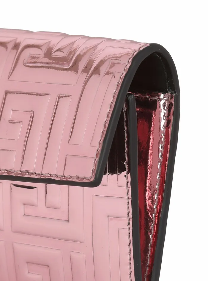 Balmain Small Leather Goods Womens Debossed MirrorShine Leather Coin Pouch With Balmain Monogram Pink Balmain Small Leather Goods Womens Debossed MirrorShine Leather Coin Pouch With Balmain Monogram Pink