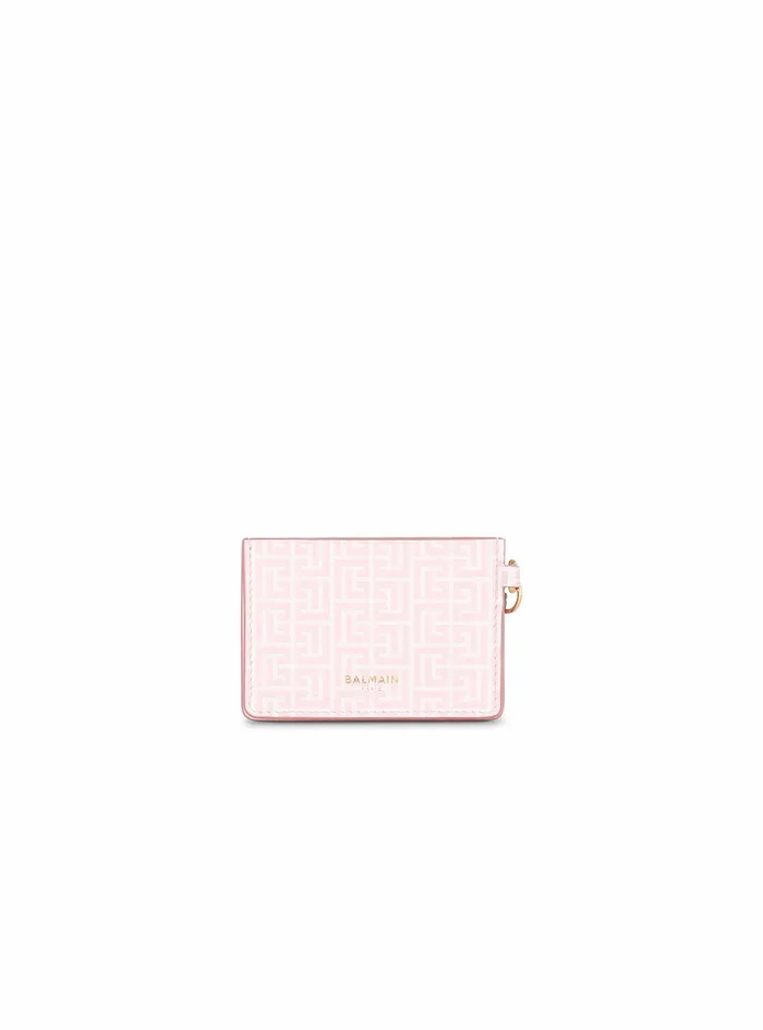 Balmain Small Leather Goods Womens Embossed Calfskin Coin Card Holder Pink Balmain Small Leather Goods Womens Embossed Calfskin Coin Card Holder Pink