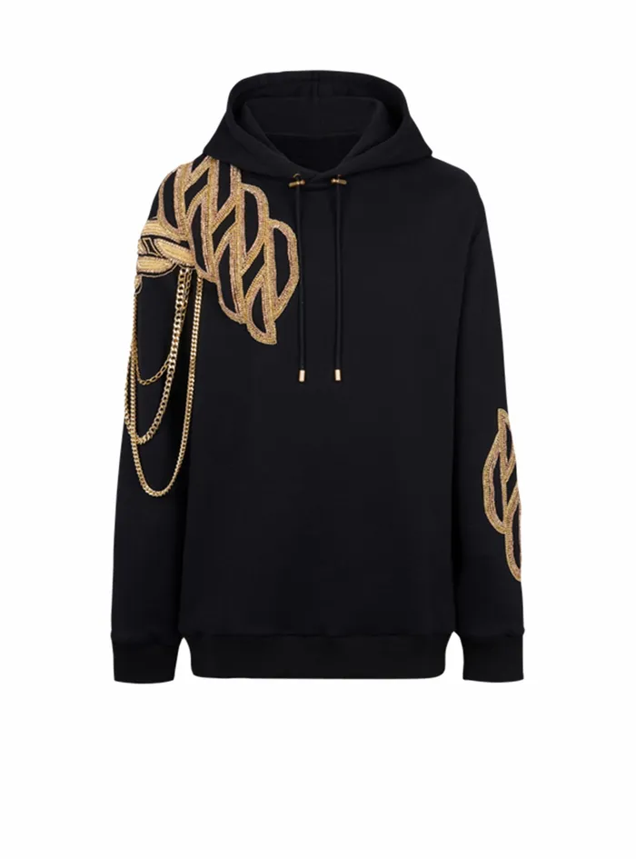 Balmain Sweatshirts Mens Cotton Sweatshirt With Embroidered Balmain Paris Logo Black Balmain Sweatshirts Mens Cotton Sweatshirt With Embroidered Balmain Paris Logo Black
