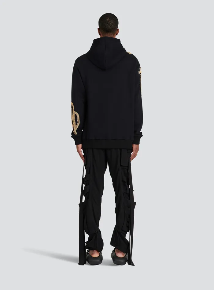 Balmain Sweatshirts Mens Cotton Sweatshirt With Embroidered Balmain Paris Logo Black Balmain Sweatshirts Mens Cotton Sweatshirt With Embroidered Balmain Paris Logo Black