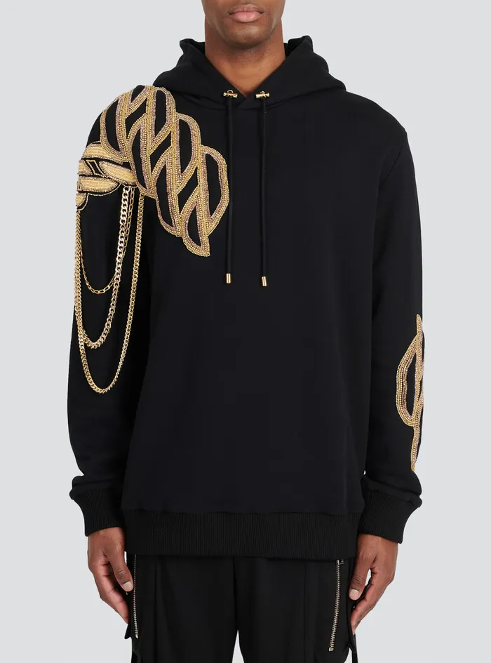 Balmain Sweatshirts Mens Cotton Sweatshirt With Embroidered Balmain Paris Logo Black Balmain Sweatshirts Mens Cotton Sweatshirt With Embroidered Balmain Paris Logo Black