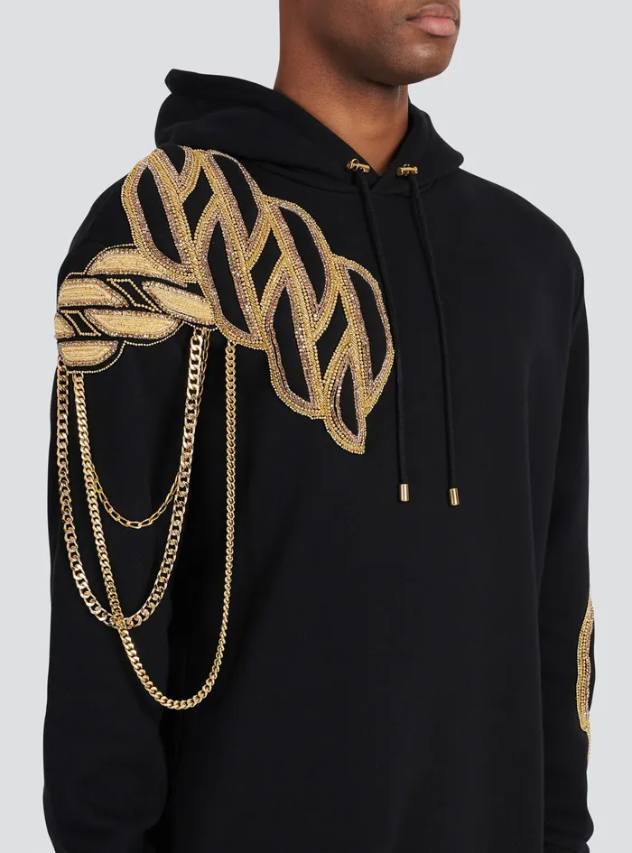 Balmain Sweatshirts Mens Cotton Sweatshirt With Embroidered Balmain Paris Logo Black Balmain Sweatshirts Mens Cotton Sweatshirt With Embroidered Balmain Paris Logo Black
