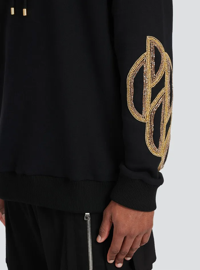 Balmain Sweatshirts Mens Cotton Sweatshirt With Embroidered Balmain Paris Logo Black Balmain Sweatshirts Mens Cotton Sweatshirt With Embroidered Balmain Paris Logo Black