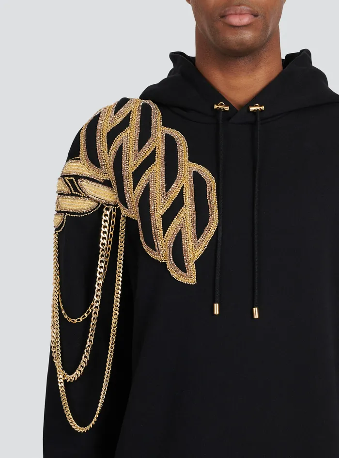 Balmain Sweatshirts Mens Cotton Sweatshirt With Embroidered Balmain Paris Logo Black Balmain Sweatshirts Mens Cotton Sweatshirt With Embroidered Balmain Paris Logo Black