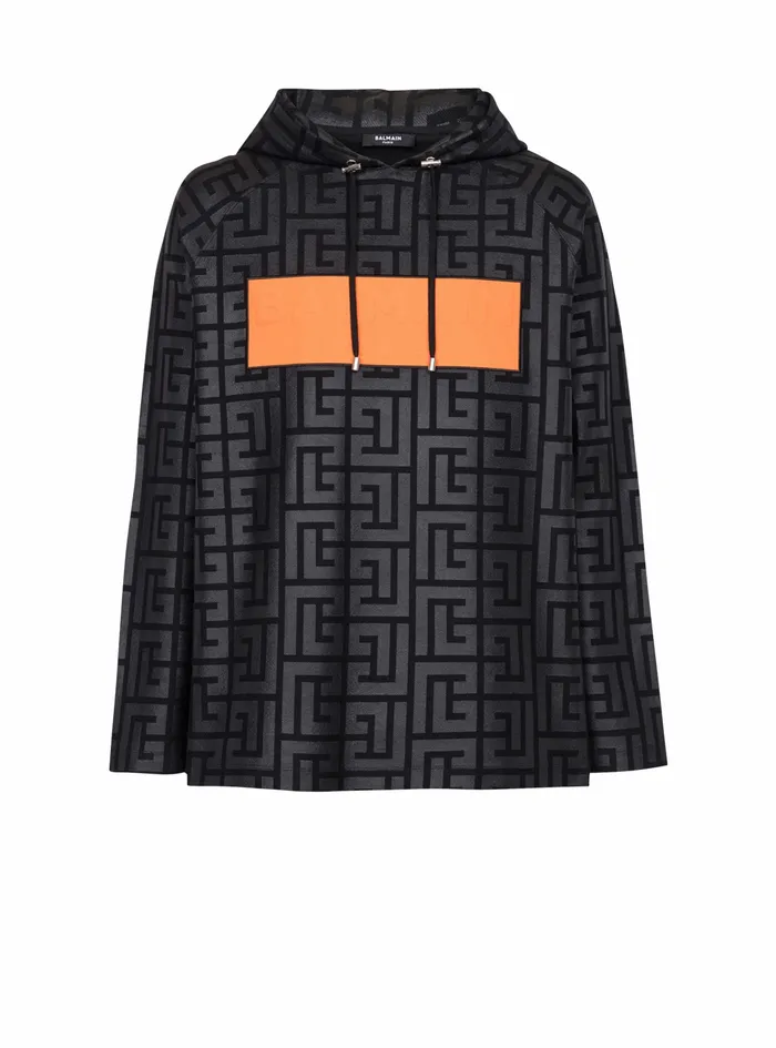 Balmain Sweatshirts Mens EcoDesigned Cotton Balmain Monogram Sweatshirt With Balmain Logo Black Balmain Sweatshirts Mens EcoDesigned Cotton Balmain Monogram Sweatshirt With Balmain Logo Black