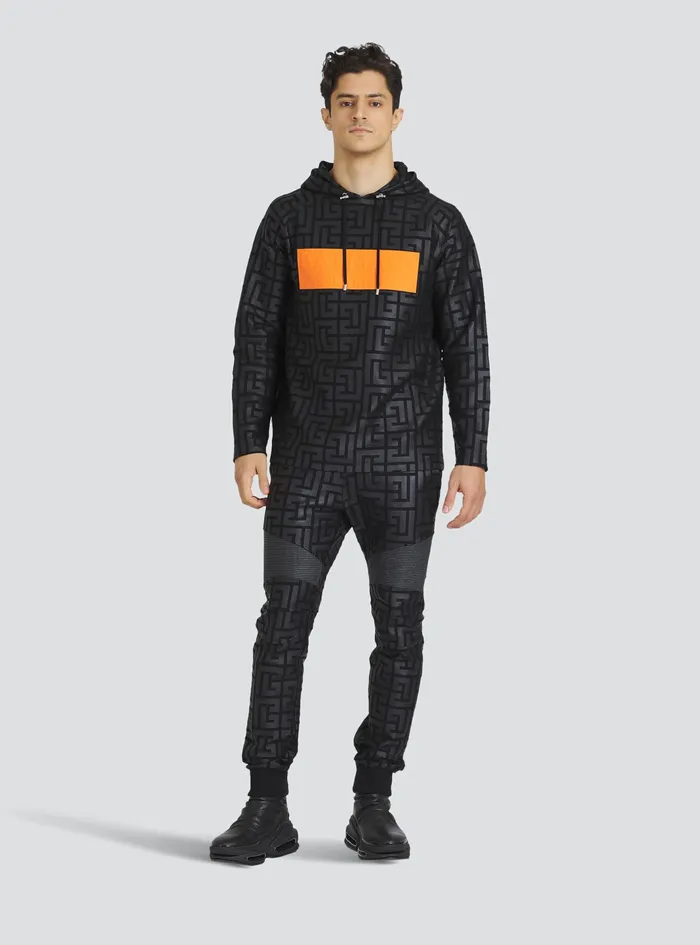 Balmain Sweatshirts Mens EcoDesigned Cotton Balmain Monogram Sweatshirt With Balmain Logo Black Balmain Sweatshirts Mens EcoDesigned Cotton Balmain Monogram Sweatshirt With Balmain Logo Black
