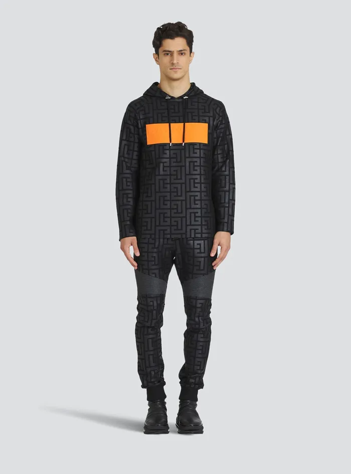Balmain Sweatshirts Mens EcoDesigned Cotton Balmain Monogram Sweatshirt With Balmain Logo Black Balmain Sweatshirts Mens EcoDesigned Cotton Balmain Monogram Sweatshirt With Balmain Logo Black