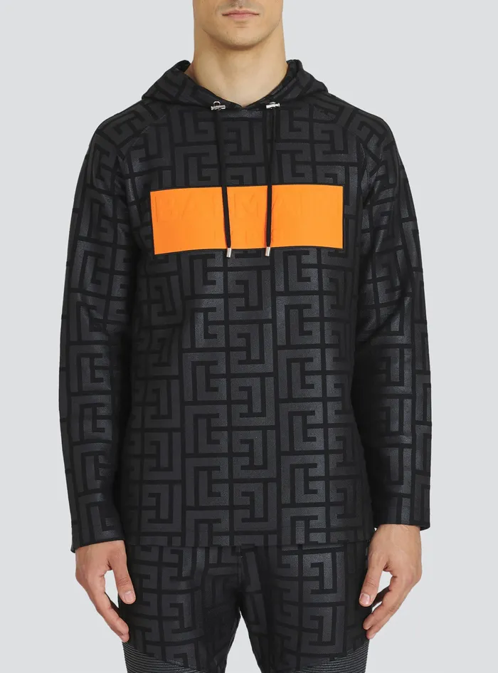 Balmain Sweatshirts Mens EcoDesigned Cotton Balmain Monogram Sweatshirt With Balmain Logo Black Balmain Sweatshirts Mens EcoDesigned Cotton Balmain Monogram Sweatshirt With Balmain Logo Black