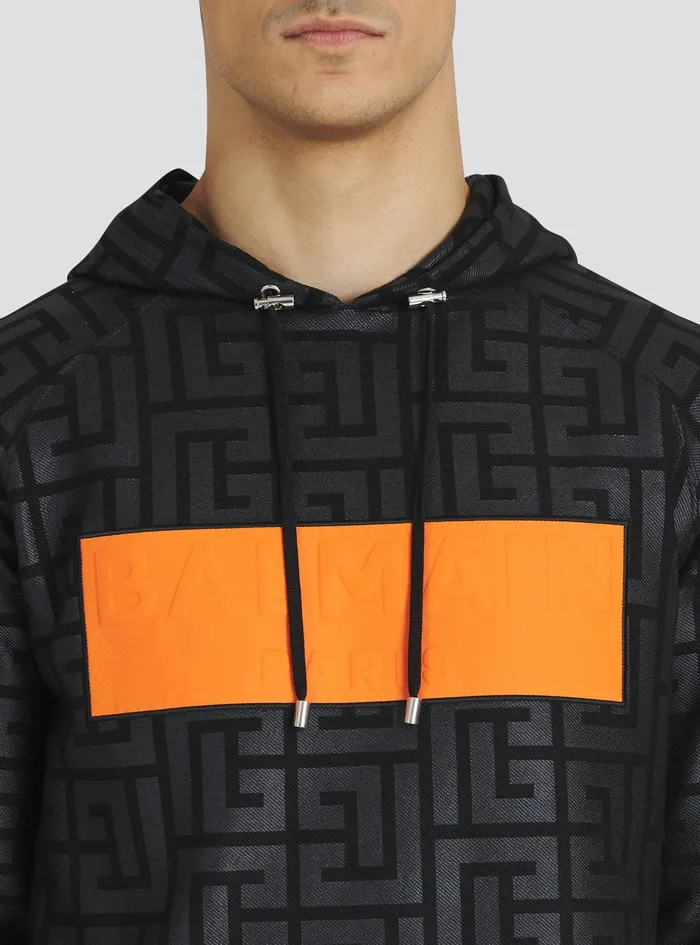 Balmain Sweatshirts Mens EcoDesigned Cotton Balmain Monogram Sweatshirt With Balmain Logo Black Balmain Sweatshirts Mens EcoDesigned Cotton Balmain Monogram Sweatshirt With Balmain Logo Black