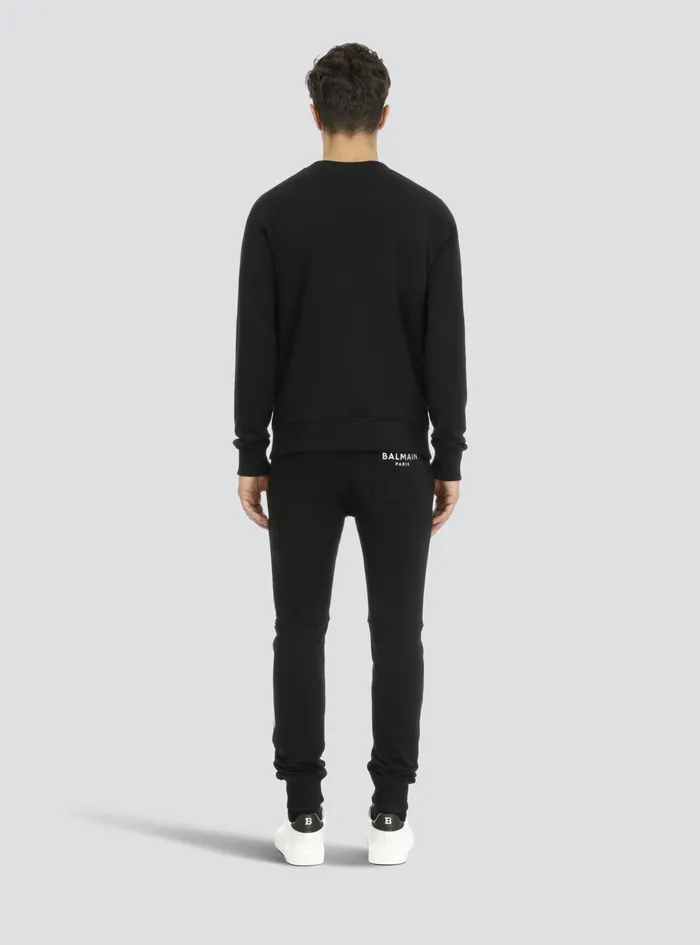 Balmain Sweatshirts Mens EcoDesigned Cotton Sweatshirt With Balmain Paris Logo Print Black