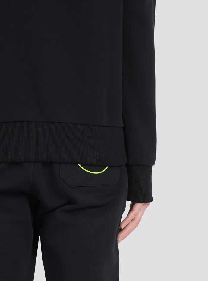 Balmain Sweatshirts Mens EcoDesigned Cotton Sweatshirt With Balmain Paris Metallic Logo Print Black Balmain Sweatshirts Mens EcoDesigned Cotton Sweatshirt With Balmain Paris Metallic Logo Print Black