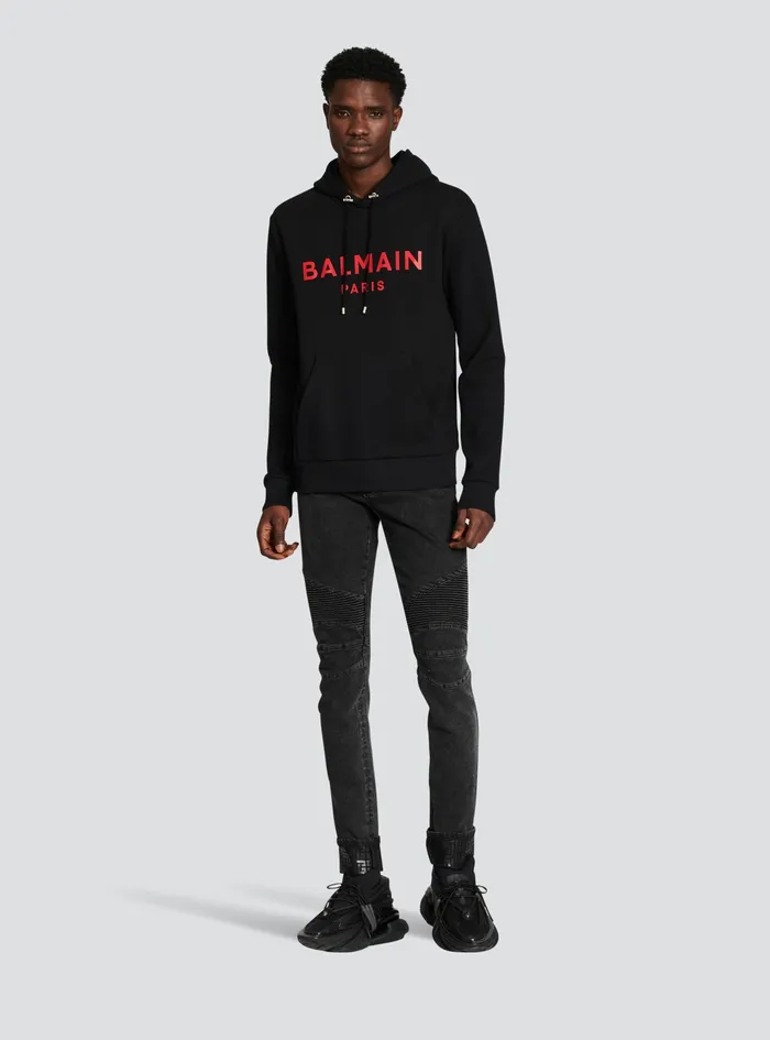 Balmain Sweatshirts Mens Exclusive 8211 Cotton Sweatshirt With Balmain Paris Logo Print Black Balmain Sweatshirts Mens Exclusive 8211 Cotton Sweatshirt With Balmain Paris Logo Print Black
