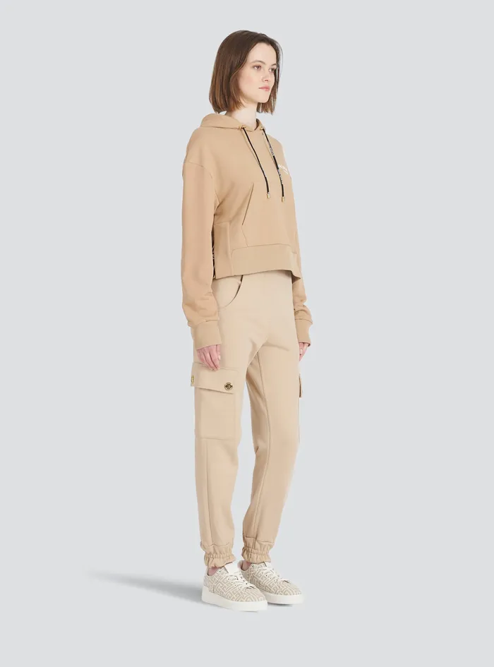 Balmain Sweatshirts Womens EcoDesigned Cotton Sweatshirt With Flocked Balmain Logo Beige Balmain Sweatshirts Womens EcoDesigned Cotton Sweatshirt With Flocked Balmain Logo Beige