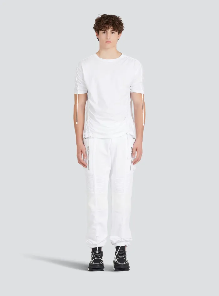Balmain TShirts Mens Cotton Drawstrings TShirt White Balmain TShirts Mens Cotton Drawstrings TShirt White