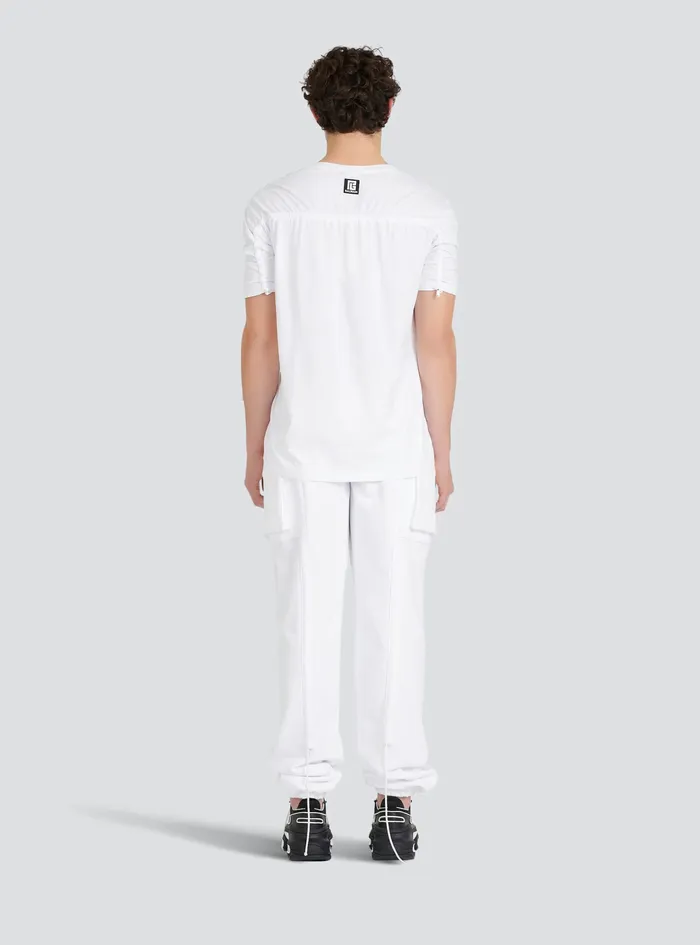 Balmain TShirts Mens Cotton Drawstrings TShirt White Balmain TShirts Mens Cotton Drawstrings TShirt White