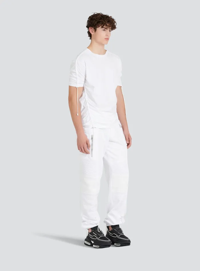 Balmain TShirts Mens Cotton Drawstrings TShirt White Balmain TShirts Mens Cotton Drawstrings TShirt White