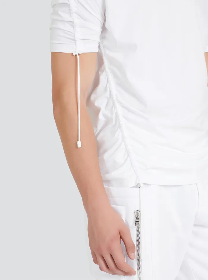 Balmain TShirts Mens Cotton Drawstrings TShirt White Balmain TShirts Mens Cotton Drawstrings TShirt White