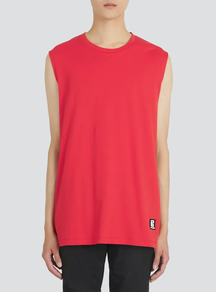 Balmain TShirts Mens EcoDesigned Cotton TShirt With Balmain Logo Print Red Balmain TShirts Mens EcoDesigned Cotton TShirt With Balmain Logo Print Red