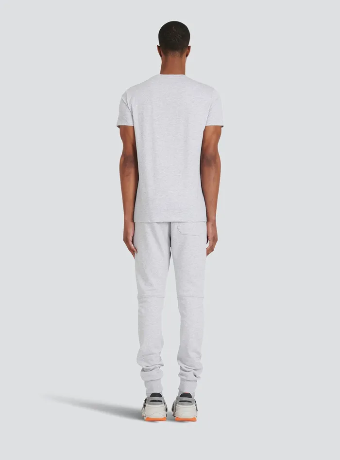 Balmain TShirts Mens EcoDesigned Cotton TShirt With Small Flocked Balmain Paris Logo Grey Balmain TShirts Mens EcoDesigned Cotton TShirt With Small Flocked Balmain Paris Logo Grey
