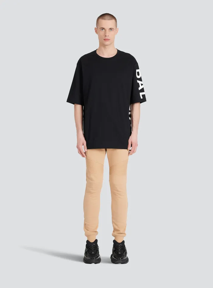 Balmain TShirts Mens Oversized EcoDesigned Cotton TShirt With Balmain Logo Print Black