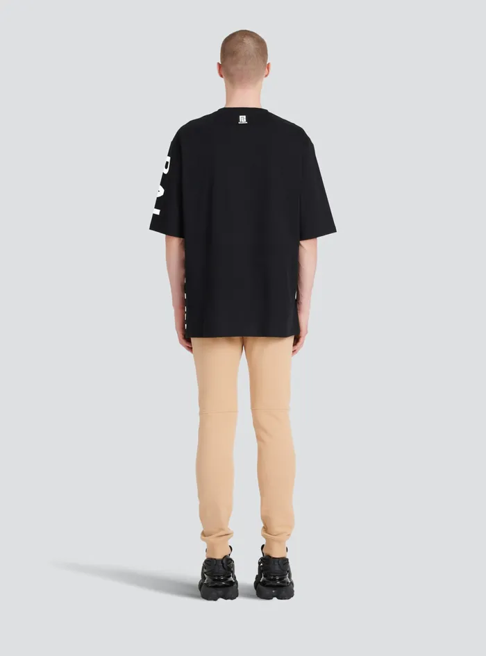 Balmain TShirts Mens Oversized EcoDesigned Cotton TShirt With Balmain Logo Print Black