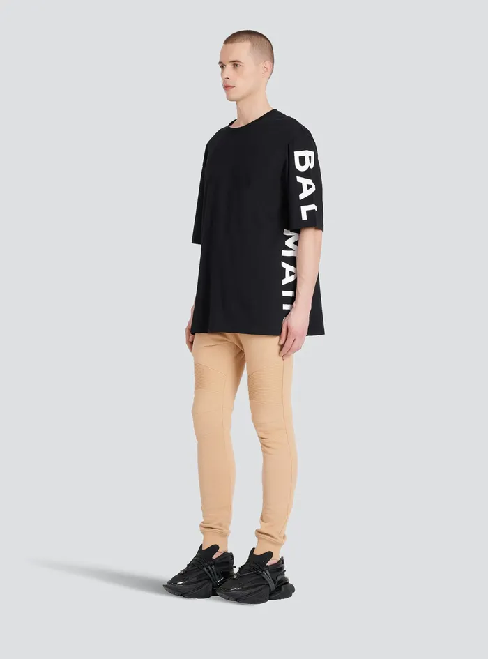 Balmain TShirts Mens Oversized EcoDesigned Cotton TShirt With Balmain Logo Print Black
