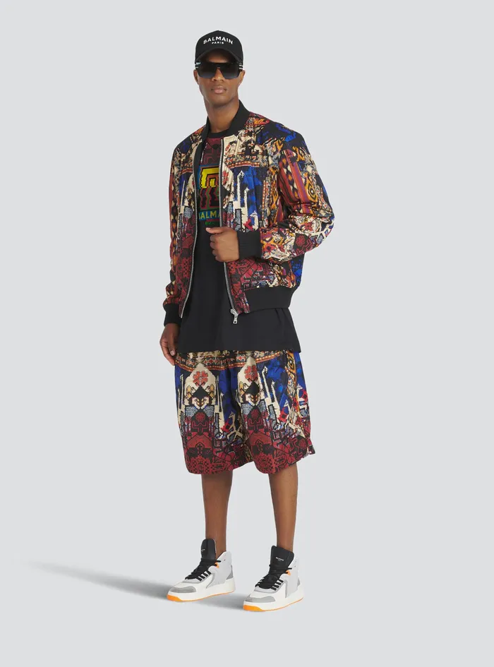 Balmain TShirts Mens Oversized EcoDesigned Cotton TShirt With Multicolor Balmain Logo Print Black Balmain TShirts Mens Oversized EcoDesigned Cotton TShirt With Multicolor Balmain Logo Print Black