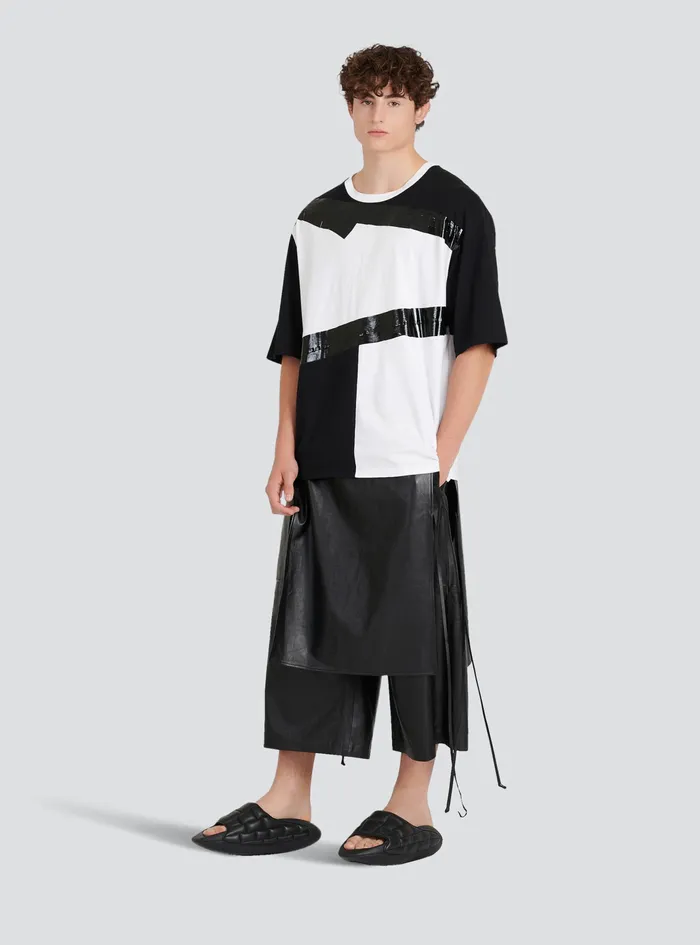 Balmain TShirts Mens OversizedecoDesigned Cotton TShirt White Balmain TShirts Mens OversizedecoDesigned Cotton TShirt White