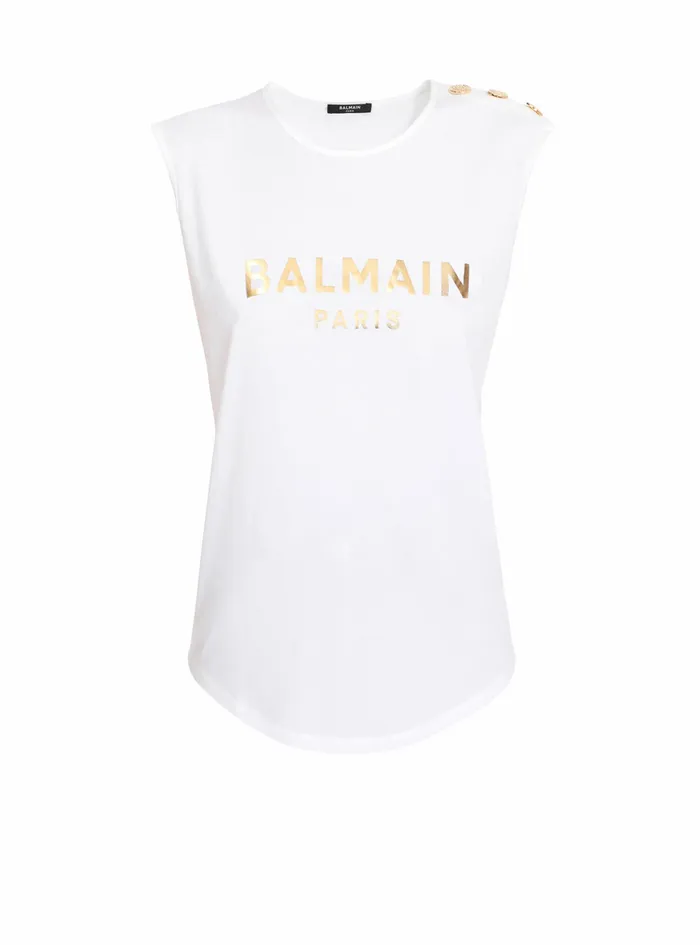 Balmain TShirts Womens Cotton TShirt With Balmain Logo Print White