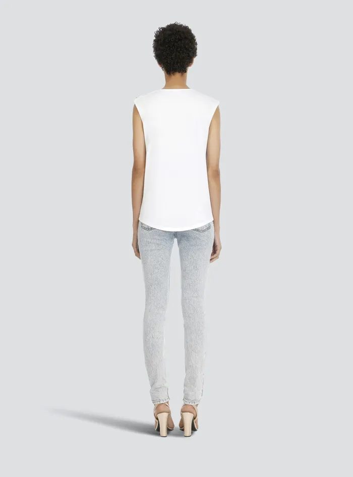 Balmain TShirts Womens Cotton TShirt With Balmain Logo Print White Balmain TShirts Womens Cotton TShirt With Balmain Logo Print White