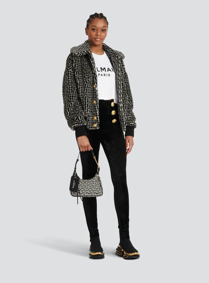 Balmain TShirts Womens Cropped EcoDesigned Cotton TShirt With Balmain Logo Print White Balmain TShirts Womens Cropped EcoDesigned Cotton TShirt With Balmain Logo Print White