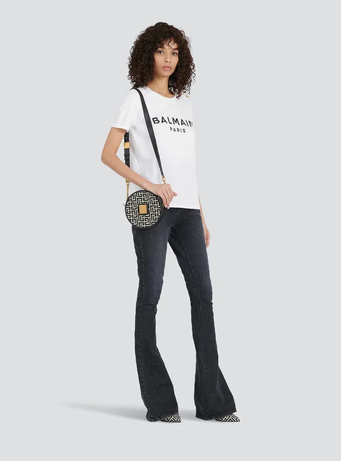Balmain TShirts Womens EcoDesigned Cotton TShirt With Balmain Logo Print White Balmain TShirts Womens EcoDesigned Cotton TShirt With Balmain Logo Print White