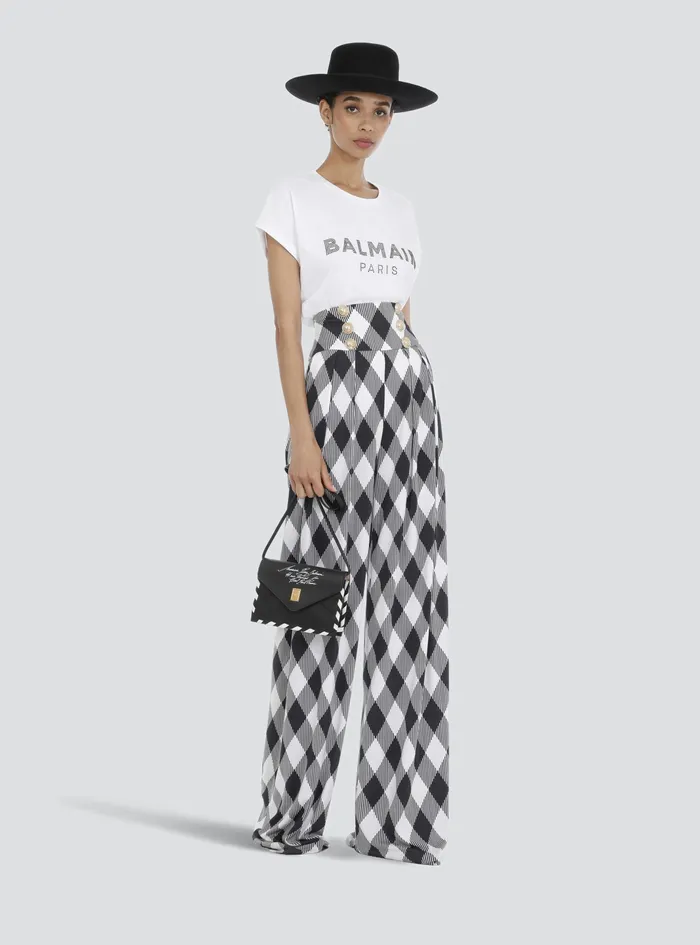 Balmain TShirts Womens EcoDesigned Cotton TShirt With Rhinestone Logo White Balmain TShirts Womens EcoDesigned Cotton TShirt With Rhinestone Logo White
